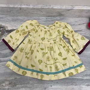 Matilda Jane Limelight Peasant Top EUC Girl Paint by Numbers Yellow Shirt Size 4